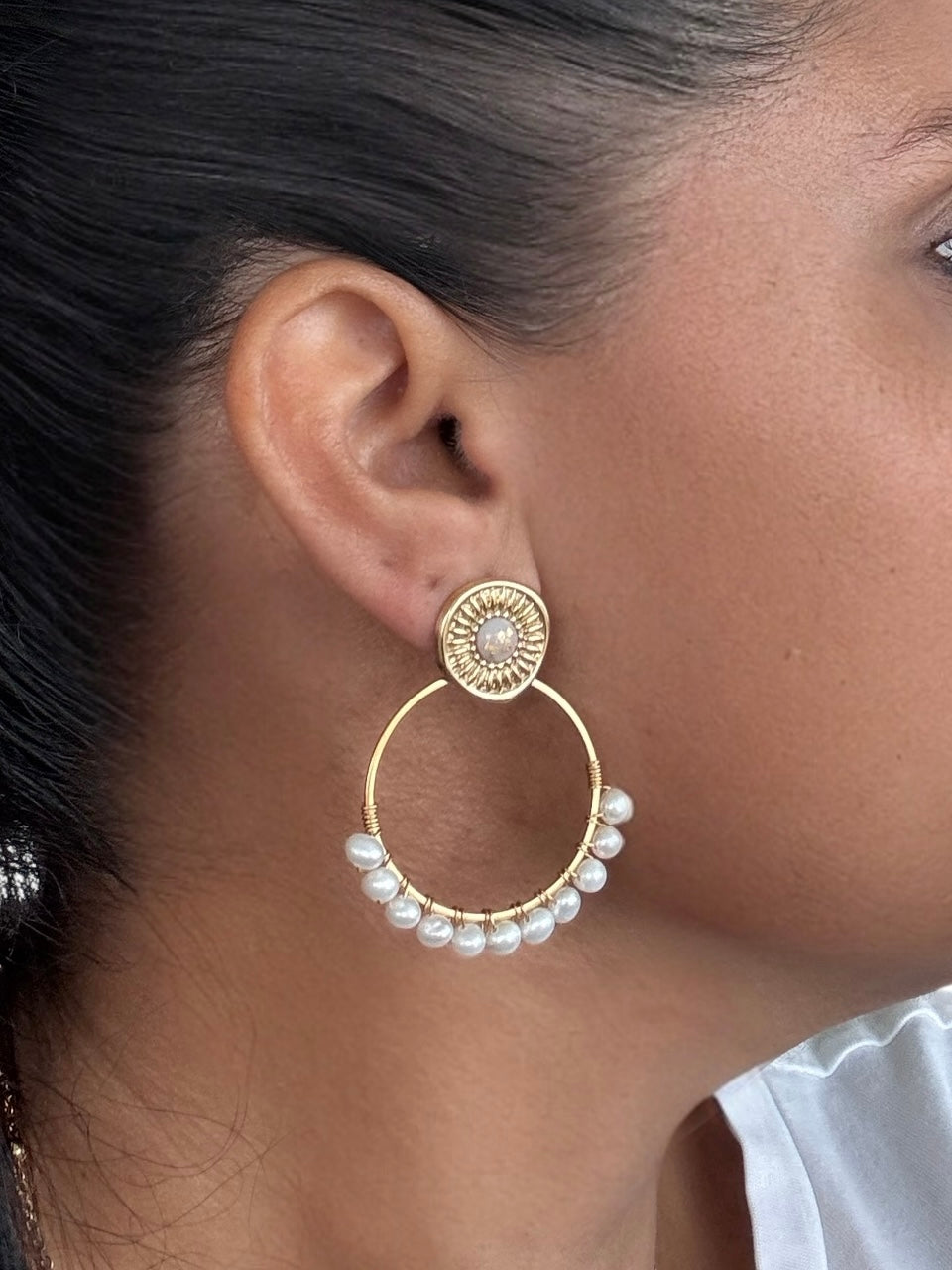 Ohrring White Pearl