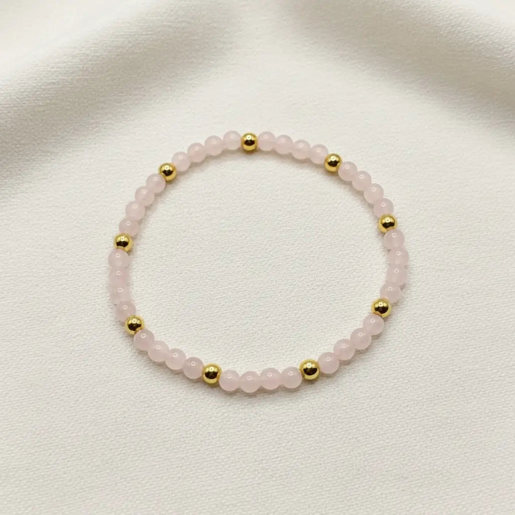 Armband Rosenquarz Gold